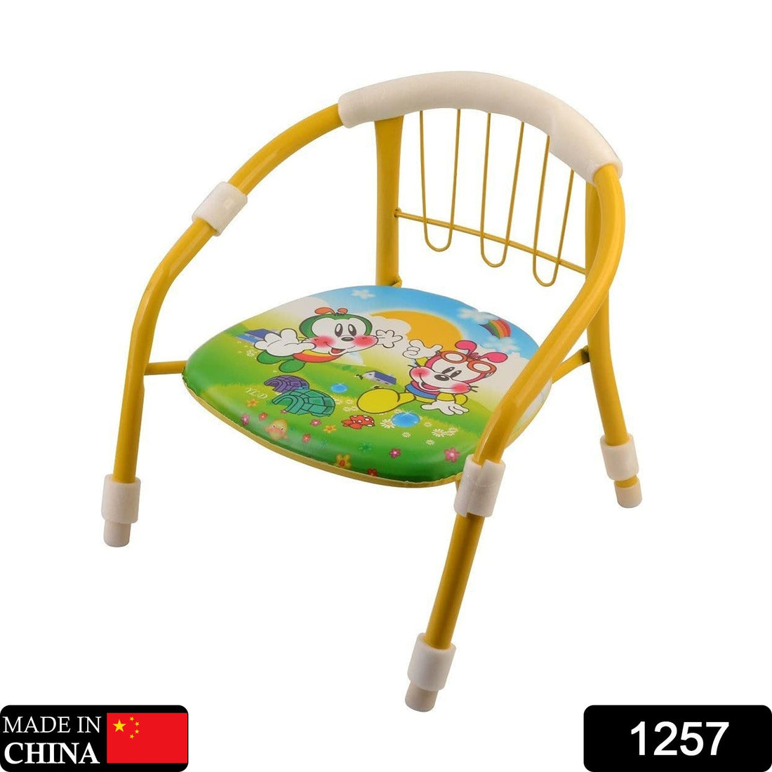 Cartoon baby chair with metal backrest and soft cushion